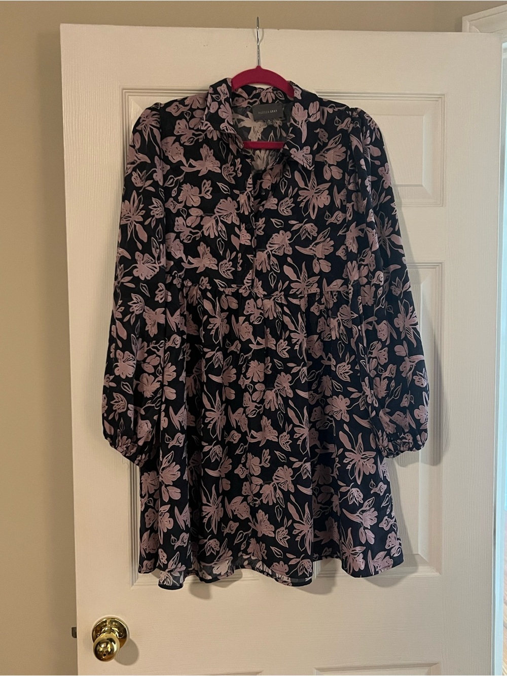 Dress Up Boutique Floral Button-Front Black & Pink Long-Sleeve Dress
